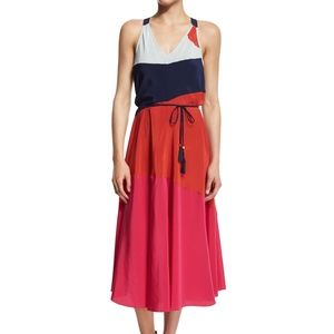 Tory Burch Marguerite Colorblock Silk Dress medium